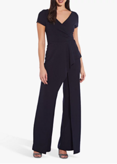 ADRIANNA PAPELL Crepe Cascade Jumpsuit, Midnight - Size 4
