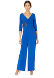 ADRIANNA PAPELL Shirred Jersey Jumpsuit w/ Broach Detail - Size 10