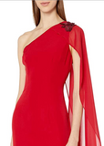 ADRIANNA PAPELL Asymmetrical Flutter Sleeve Dress with Beaded Detail - Size 4