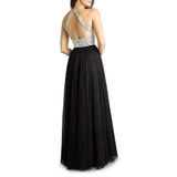 BASIX Black Label Women's Black Mirrored Halter Gown - Size 12