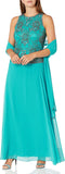 J KARA Long Sleeveless Antique Dress with Scarf - Size 6