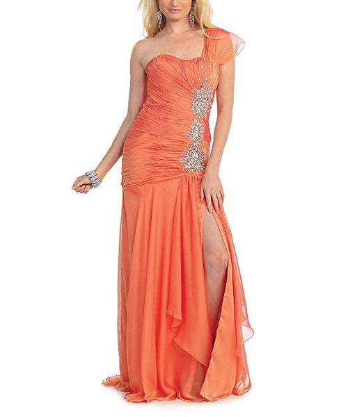 MAY QUEEN Orange Front-Slit Asymmetrical Gown - Size 6