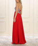 MAY QUEEN Red Embellished Corset-Back Gown & Shawl - Size 4