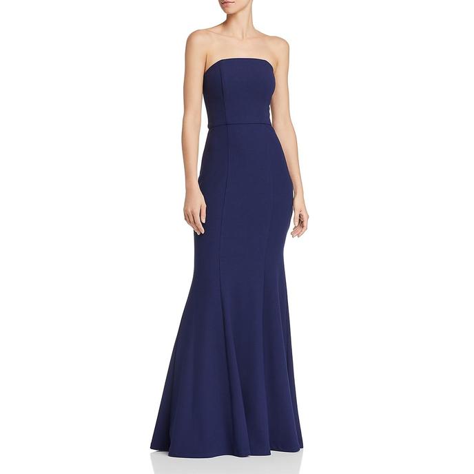 BARIANO  Women's Navy Strapless Fishtail Formal Evening Dress Gown - Size S
