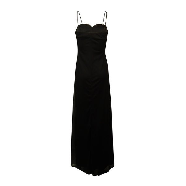 ONYX Women's Spaghetti Strap Rhinestone Embellished Ruched Dress - Black - Size 2