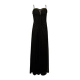 ONYX Women's Spaghetti Strap Rhinestone Embellished Ruched Dress - Black - Size 2