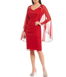 R & M RICHARDS - V-Neck Caplet Chiffon Dress Size 8