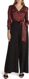 TAHARI Black Red Animal Jumpsuit - Size 8