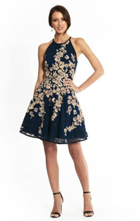 XSCAPE Embroidered Lace A-Line Dress - Size 4