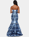 XSCAPE Juniors Evening Dress Embellished Printed - Blue Multi - Size 5