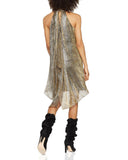 HALSTON - Women's Sleeveless Mock Neck Metallic Jersey Dress - Size XL
