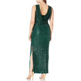 Jessica Howard Women's Extended Shoulder Empire Waist Drape Back Sequin Gown - Size 6