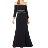 JS COLLECTIONS Off-the-Shoulder Crochet Gown Black - Size 8