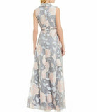 BELLE BADGLEY MISCHKA Darcy Floral Jacquard Button Front Gown - Size 4
