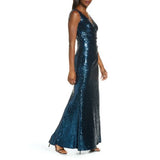 Vince Camuto Sequin V-Neck Slit Gown Peacock - Size 4